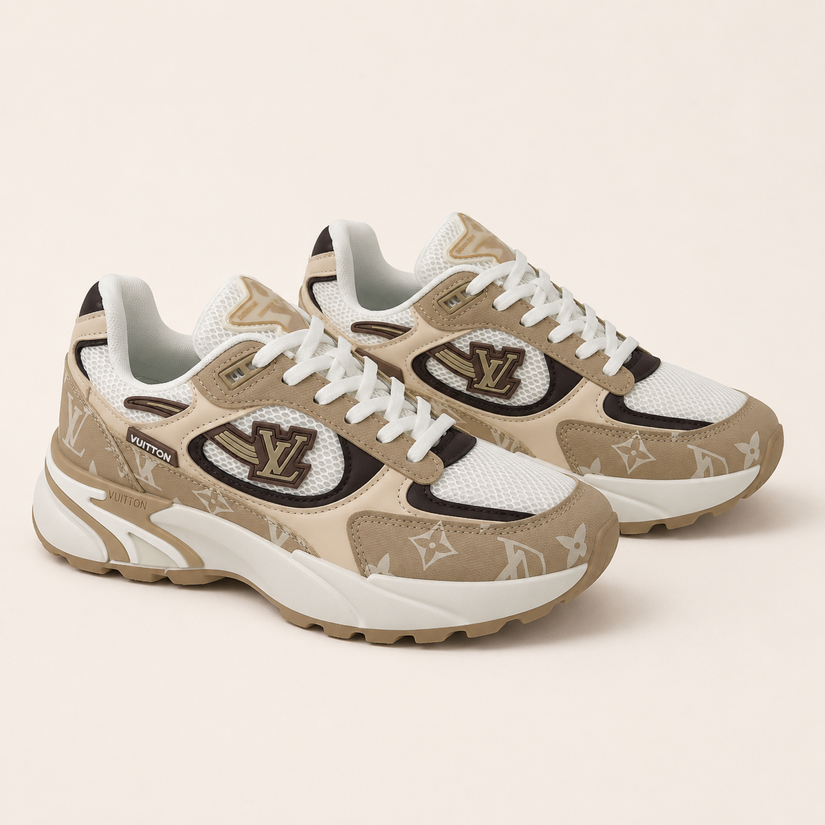 Sneakers Chunky "Monogram" Étoile - Beige & Caramel