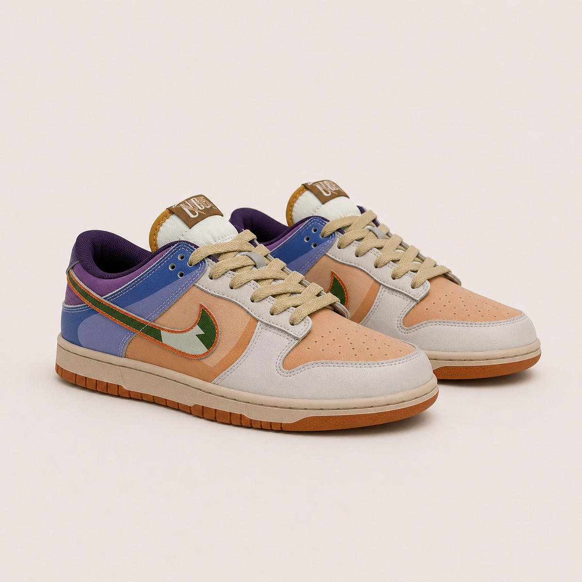 Sneaker Low Multi-Panneaux - Corail, Violet & Bleu