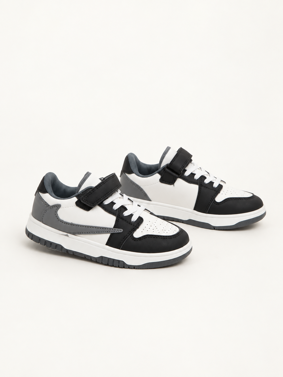 Kids Sneaker Low White/Black/Grey Velcro