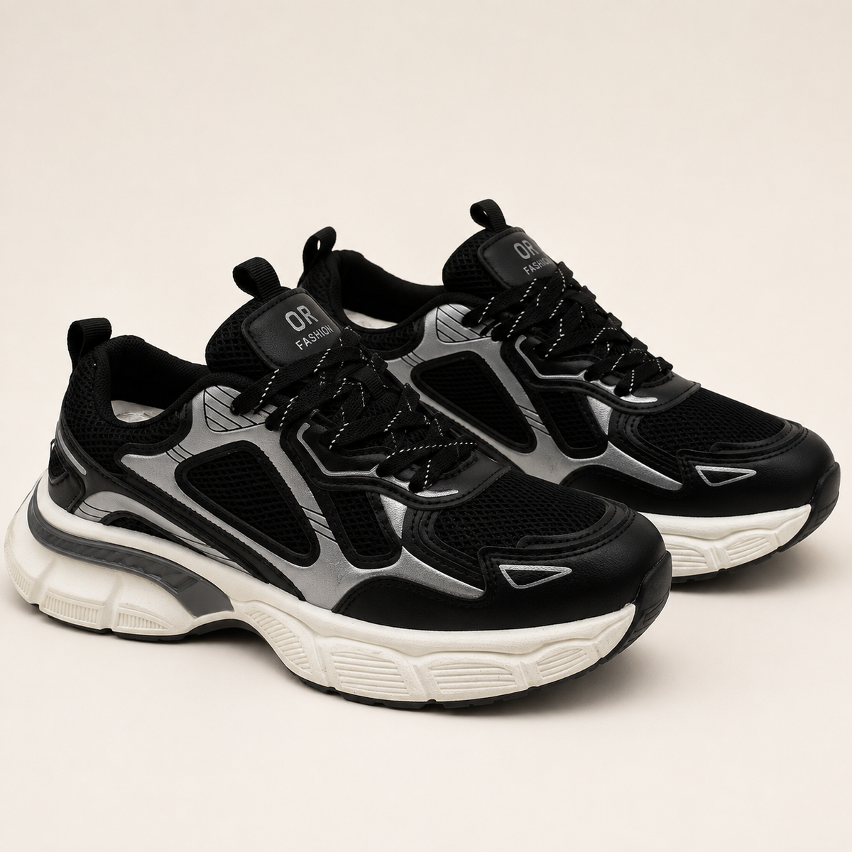 Sneaker Chunky Runner - Noir & Argent 