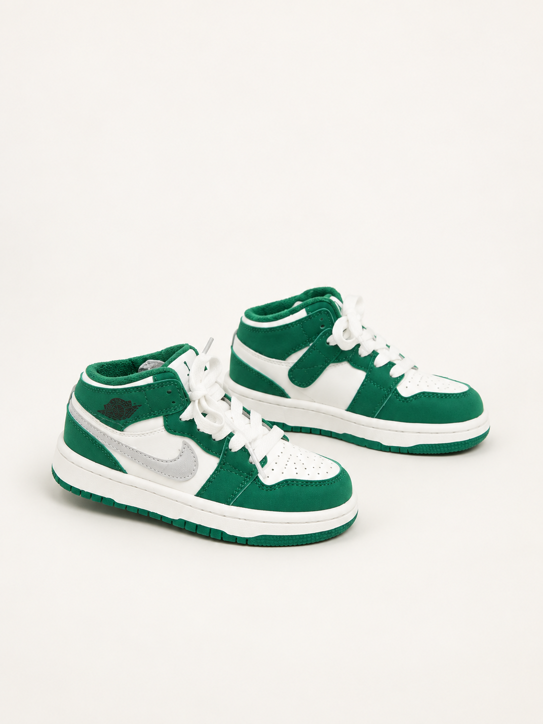 Kids Air Jordan 1 Mid Green/White 