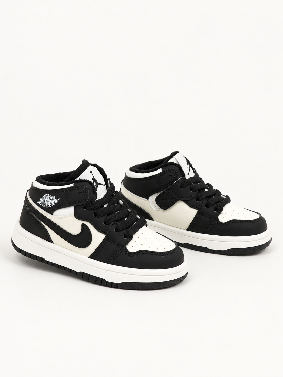 Kids Air Jordan 1 Mid Black/White Panda 