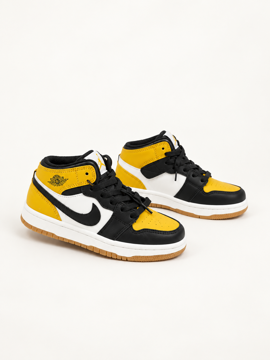 Kids Air Jordan 1 Mid Yellow Toe Black/Gum 