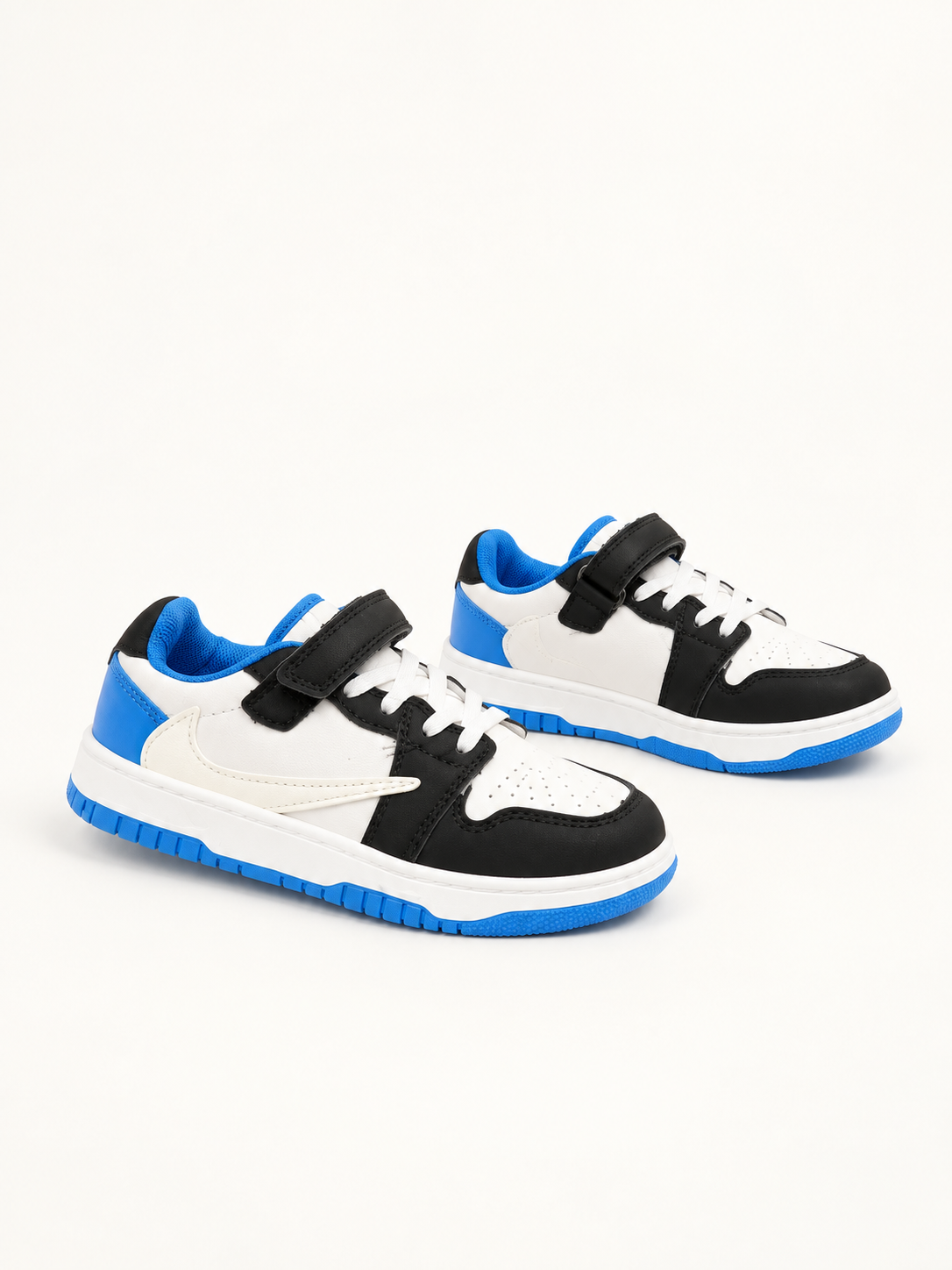 Kids Dunk Low White/Black/Blue Velcro 