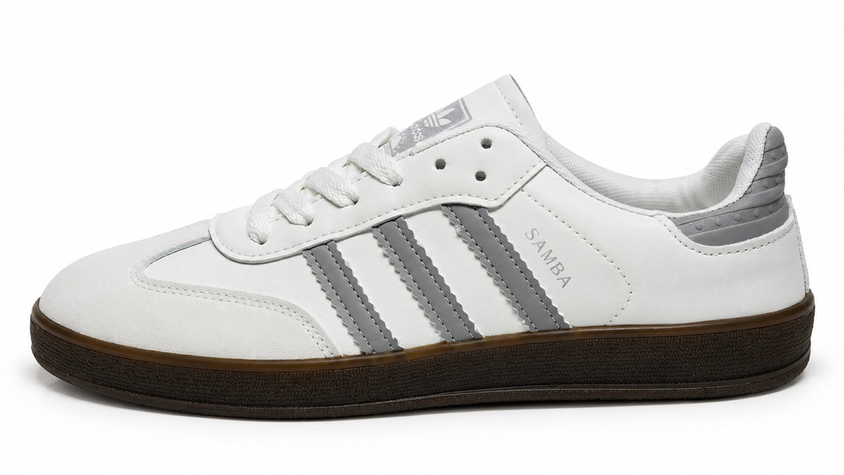 Adidas Samba blanc et gris avec semelle brune DENIZ