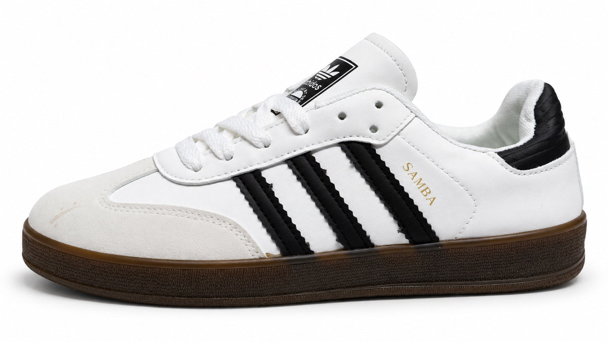 Adidas Samba blanc et noir avec semelle brune DENIZ