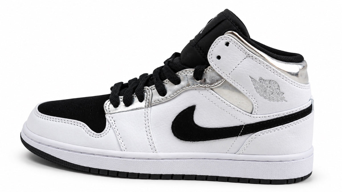 Air Jordan 1 Mid argent blanc et noir