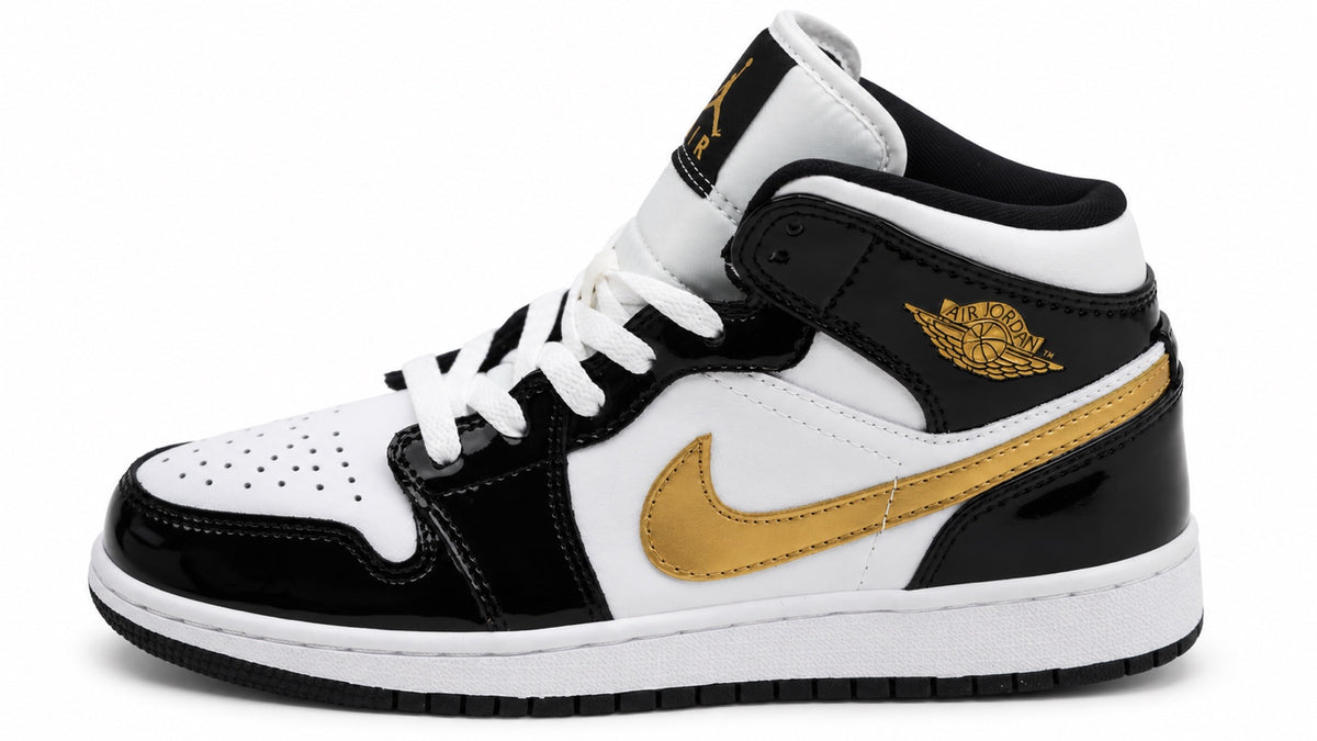 Air Jordan 1 Mid noir blanc et doré