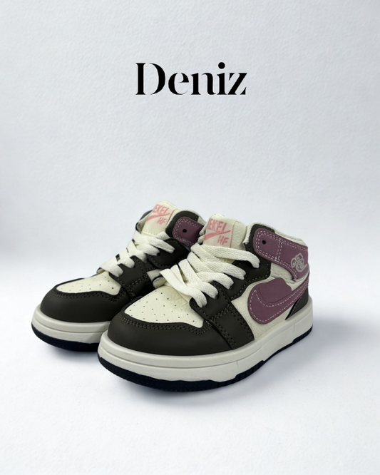 Baskets enfant montantes noir et beige 