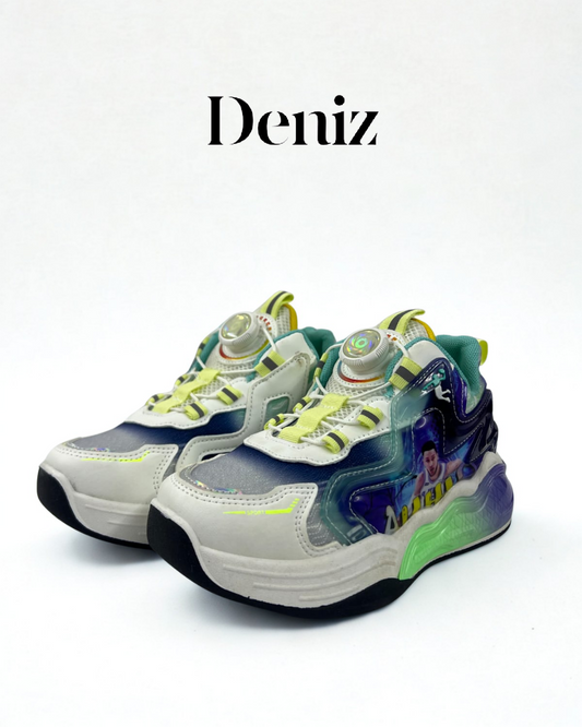 Baskets enfant vertes et jaunes – style sport 