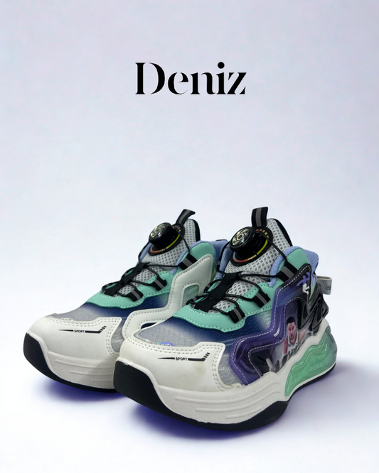 Baskets enfant violettes et vertes – style sport 