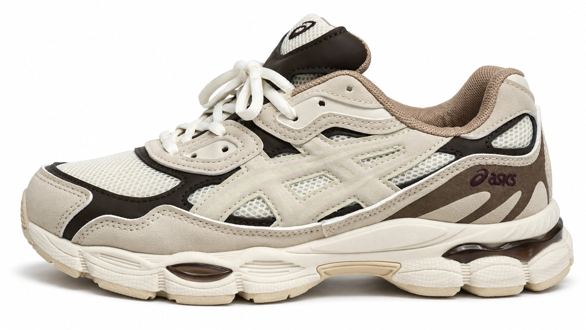 ASICS femme crème et marron