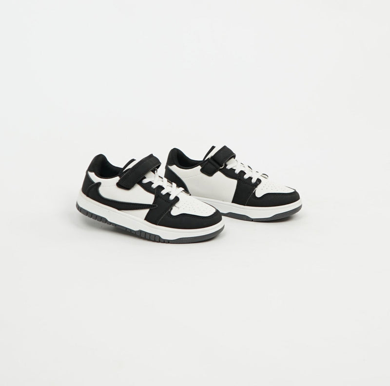 Kids Sneaker Low Black/White Velcro 