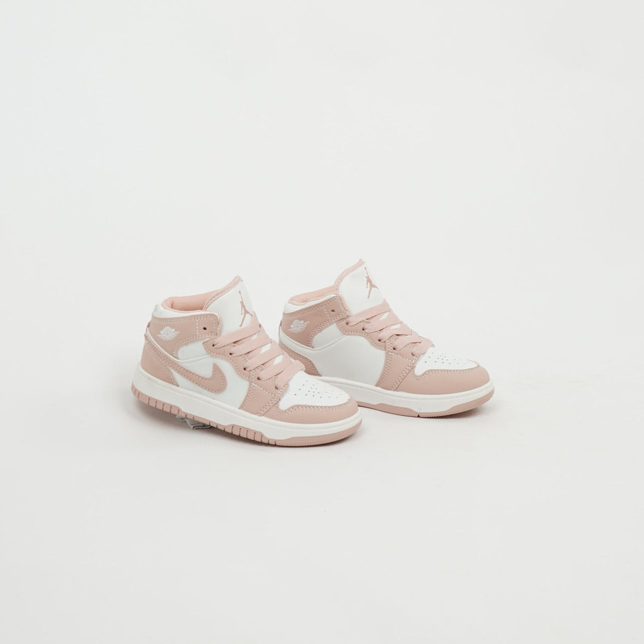 Kids Air Jordan 1 Mid White/Pink Velcro 