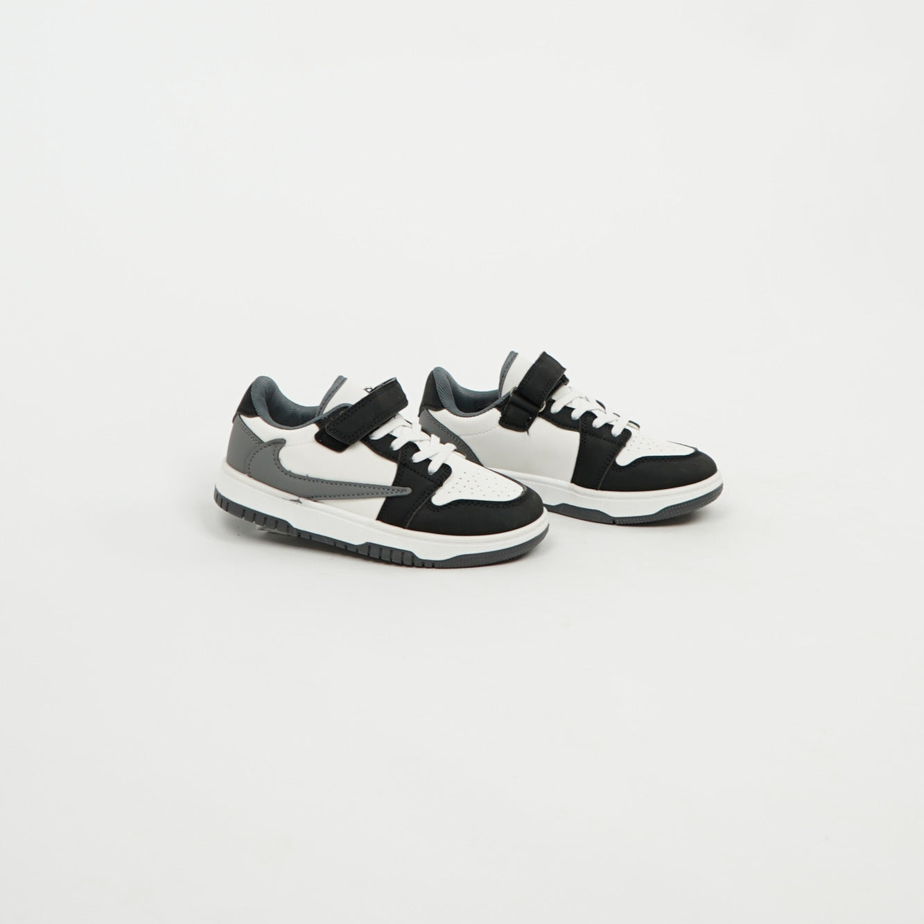 Kids Sneaker Low White/Black/Grey Velcro 