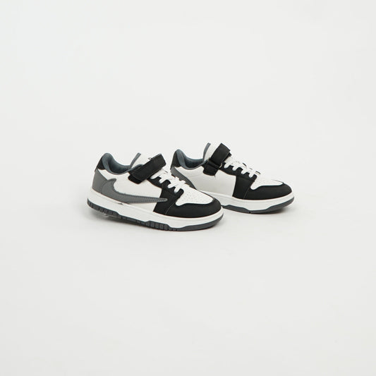 Kids Sneaker Low White/Black/Grey Velcro 