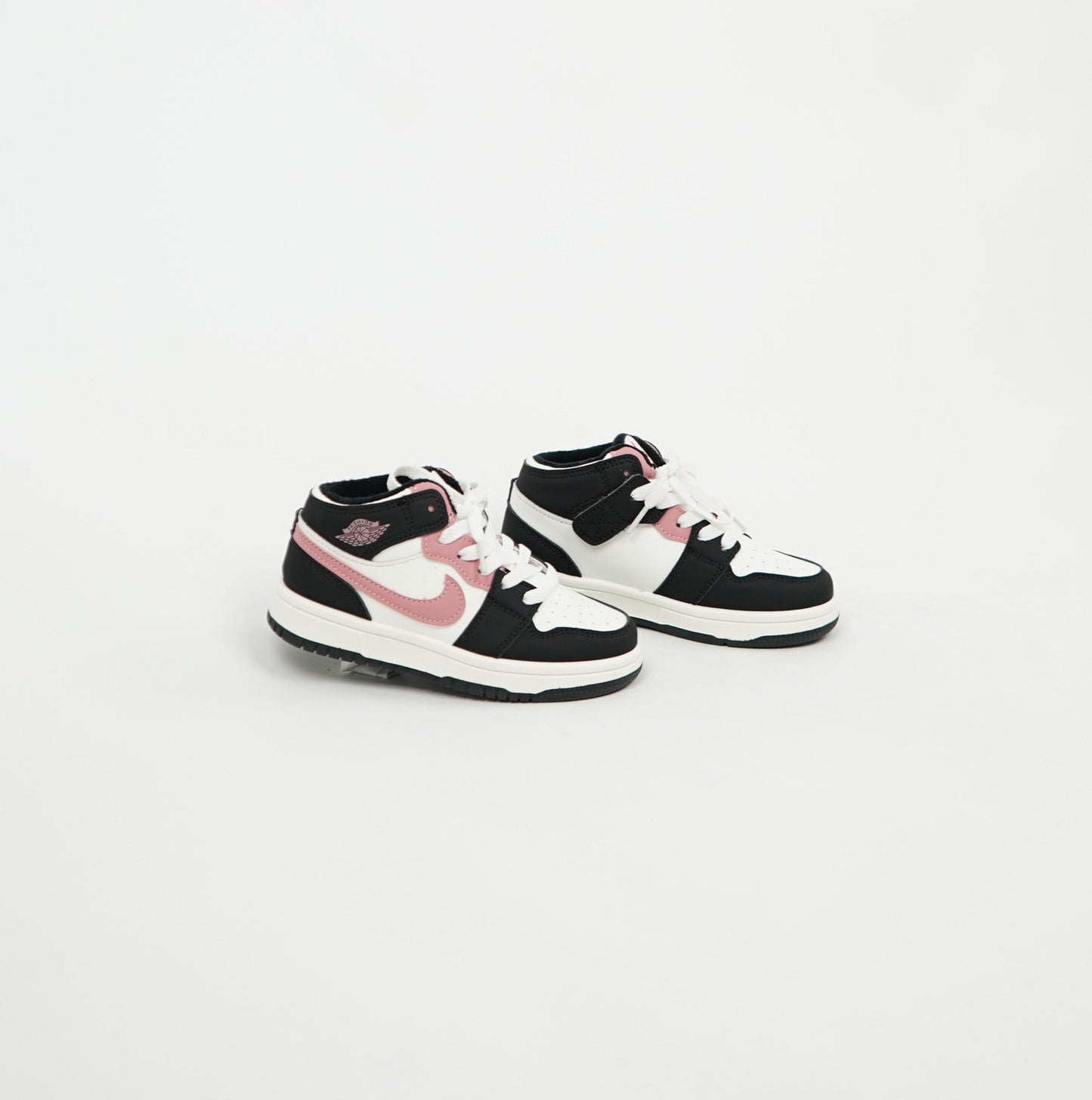 Kids Air Jordan 1 Mid Black/White/Pink 