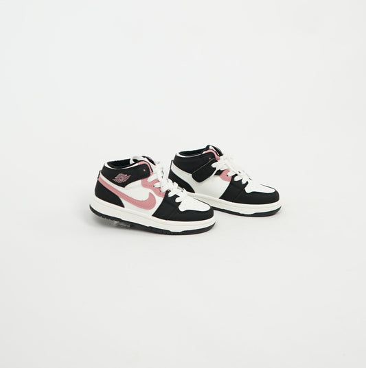 Kids Air Jordan 1 Mid Black/White/Pink 