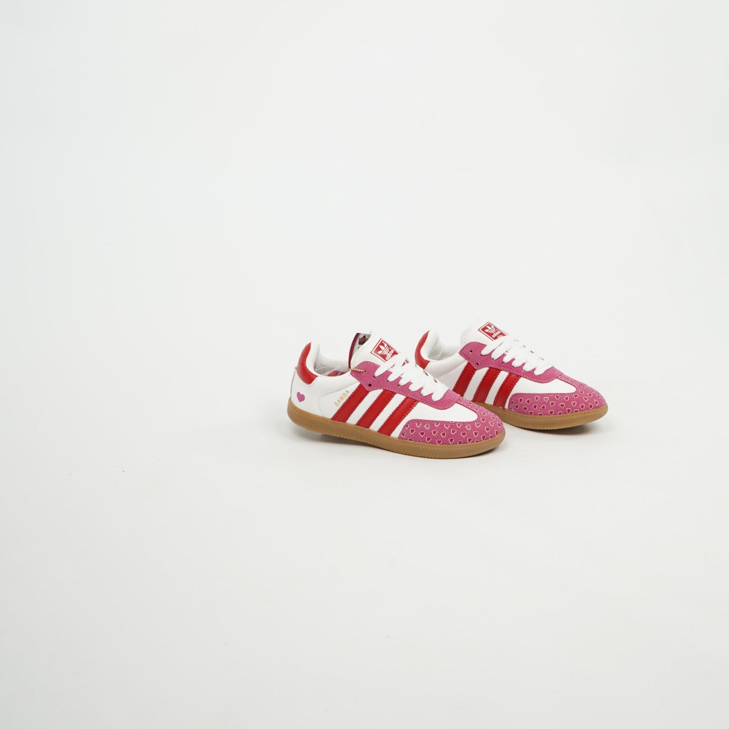 Kids Adidas Samba OG White/Pink Hearts/Gum 
