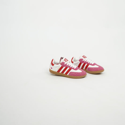 Kids Adidas Samba OG White/Pink Hearts/Gum 