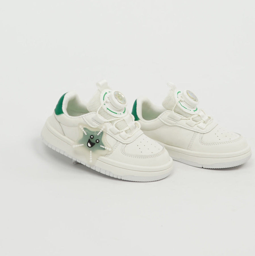 Kids Sneaker White/Green Star Character 