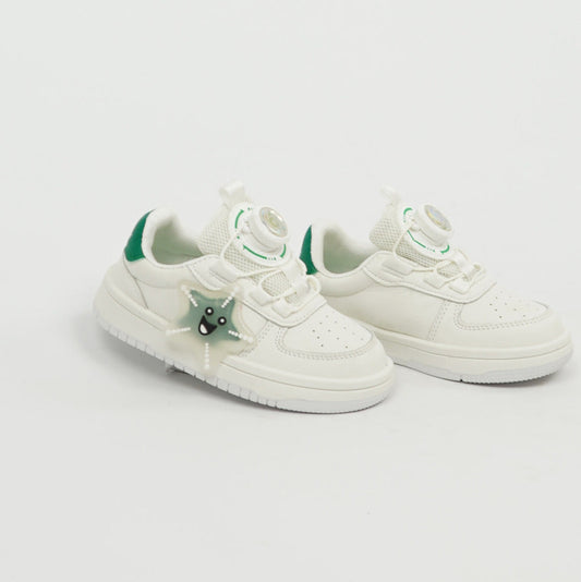 Kids Sneaker White/Green Star Character 
