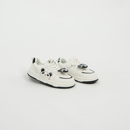 Kids Sneaker White/Black Panda Character 