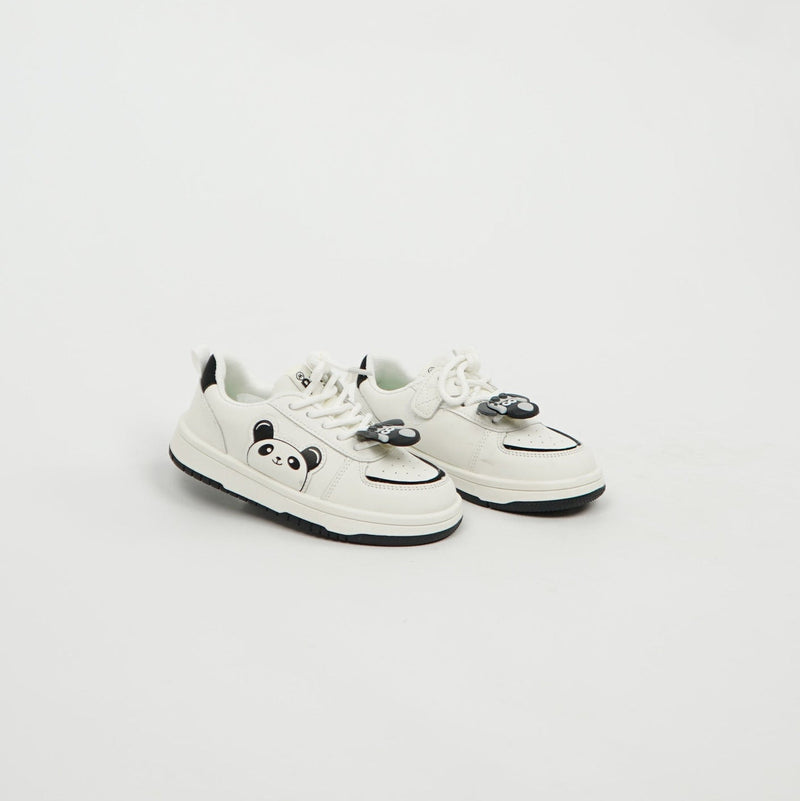 Kids Sneaker White/Black Panda Character 