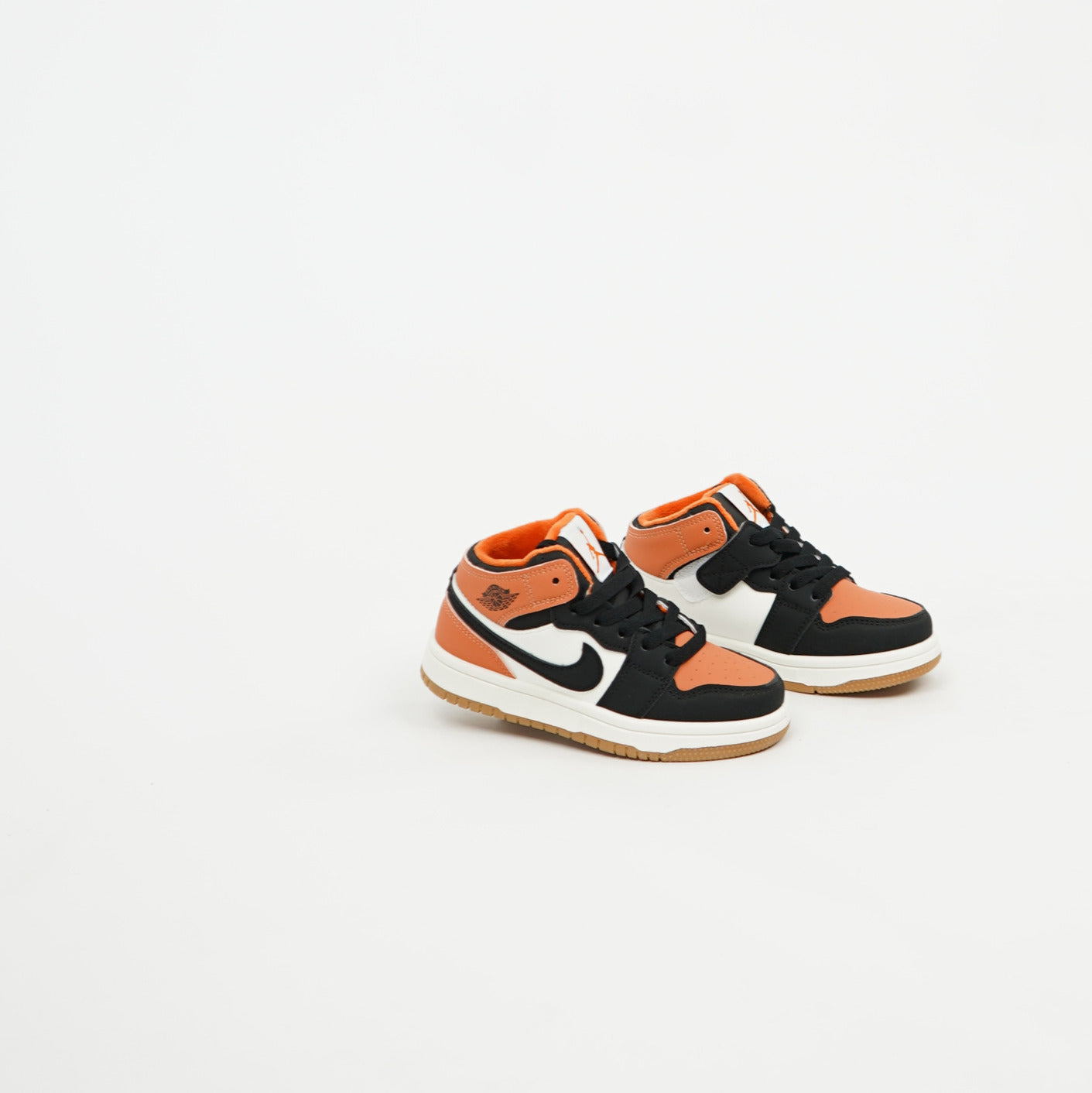 Kids Air Jordan 1 Mid Orange/Black/White/Gum 
