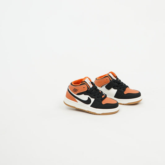 Kids Air Jordan 1 Mid Orange/Black/White/Gum 