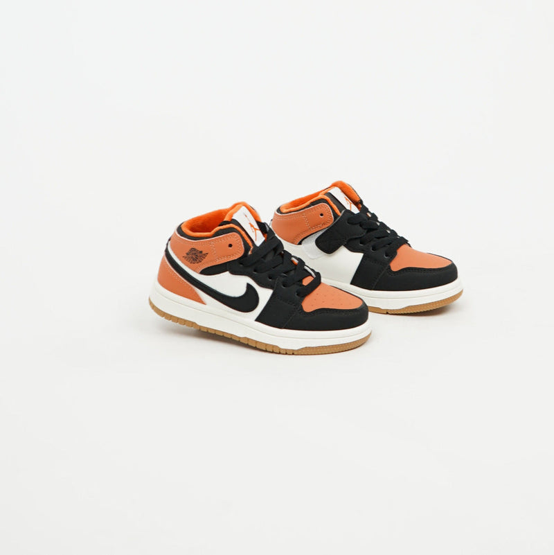 Kids Air Jordan 1 Mid Orange/Black/White/Gum 