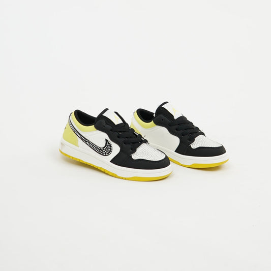Nike Dunk Low - Blanc / Noir / Jaune Strass 