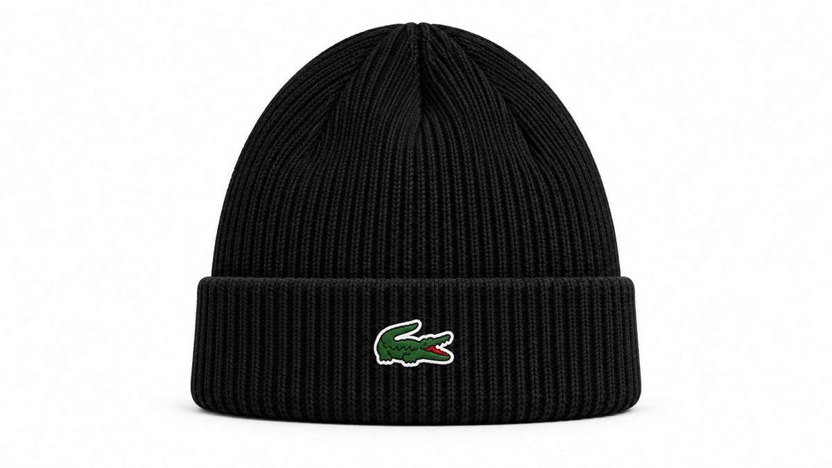 Bonnet Côtelé à Logo Brodé – Noir DENIZ