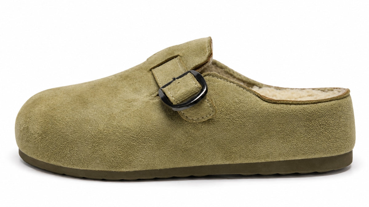 Mule sabot femme kaki clair à boucle DENIZ