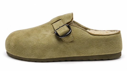 Mule sabot femme kaki clair à boucle DENIZ