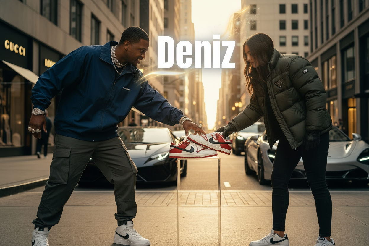 Deniz sneaker scene with woman