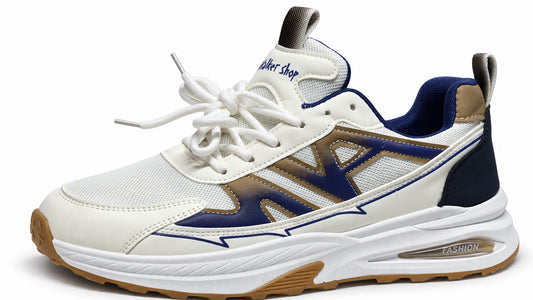 Sneakers running chunky blanc, bleu marine et camel DENIZ