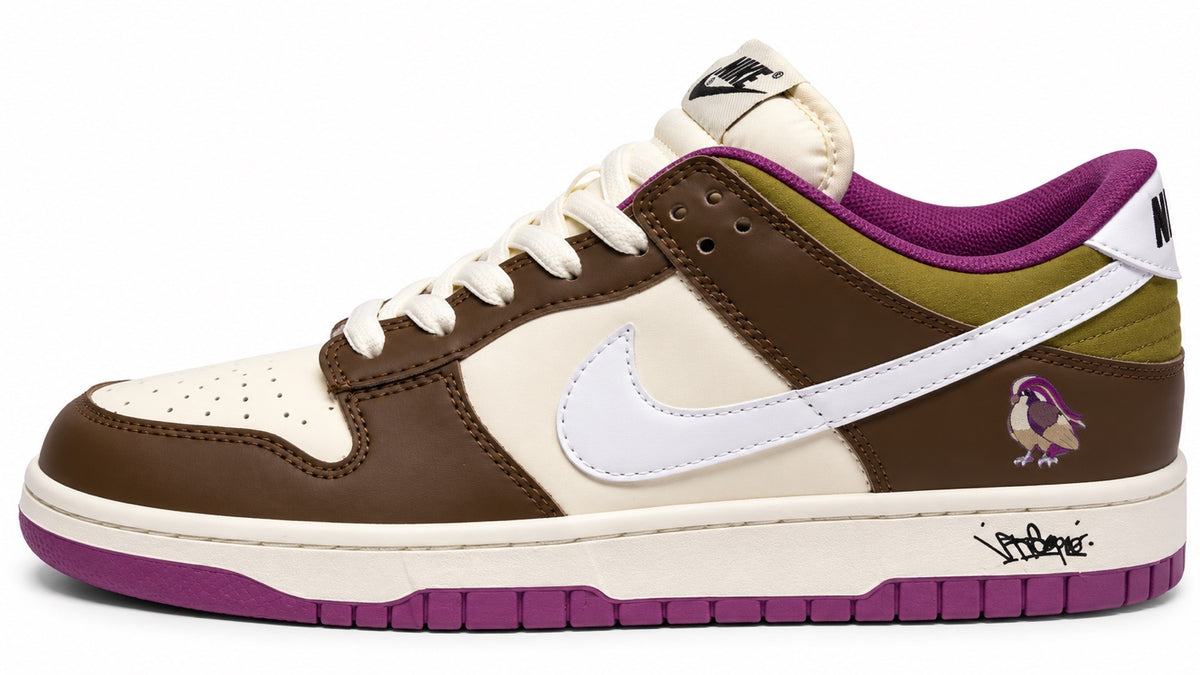 Sneakers basses brun crème et violet pointure 42