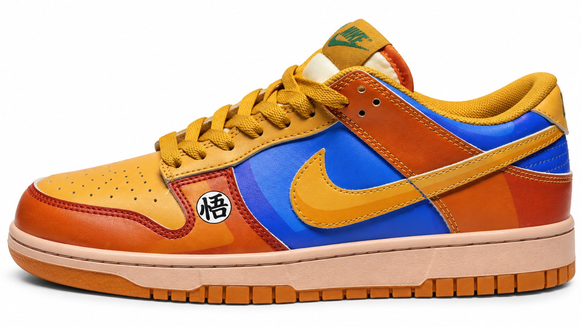 Nike Dunk Low Custom inspirée Dragon Ball orange bleu pointure 41