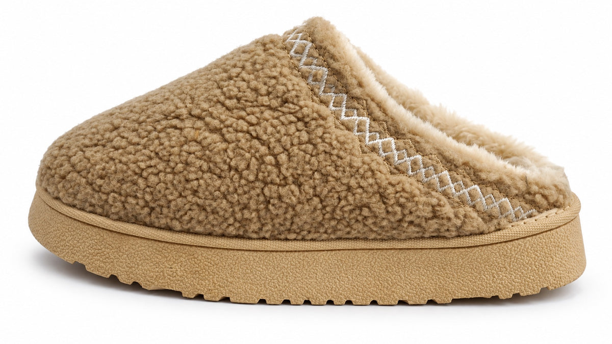 Sabots fourrés teddy beige