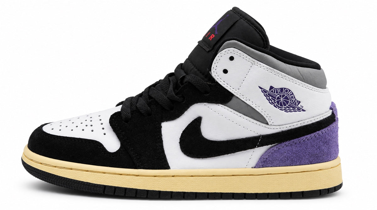 Air Jordan 1 Mid noir blanc violet