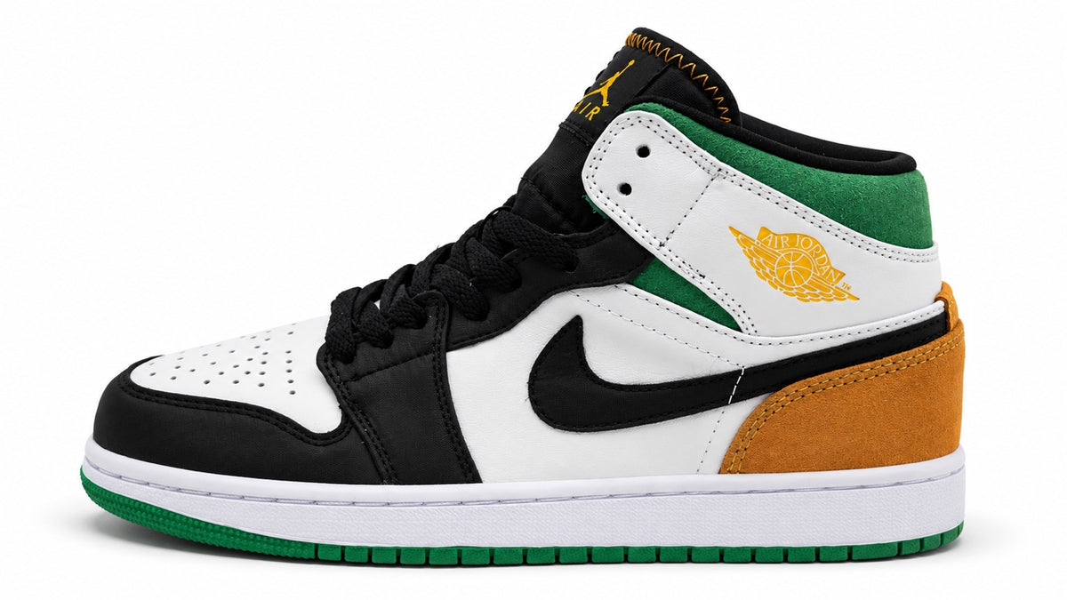 Air Jordan 1 Mid vert jaune noir blanc