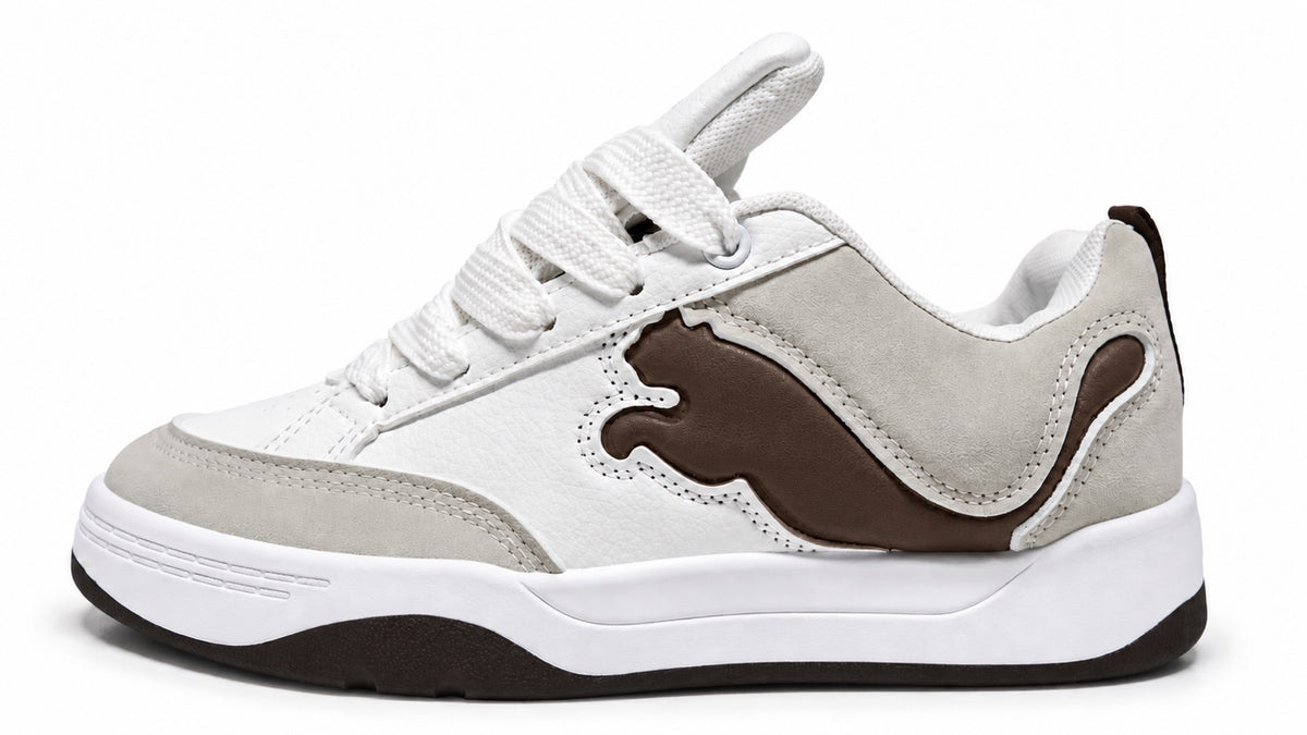 Puma Court Classic femme blanche, beige et marron